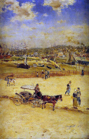  Jean-Francois Raffaelli The Beach at Trouville - Hand Painted Oil Painting