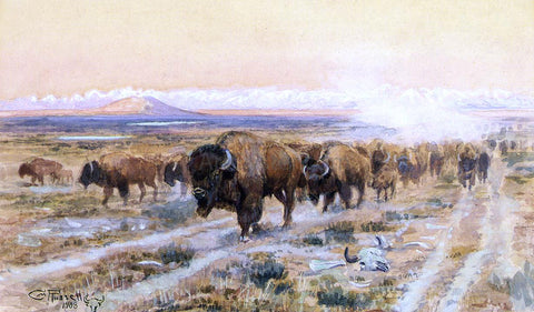  Charles Marion Russell The Bison Trail - Hand Painted Oil Painting
