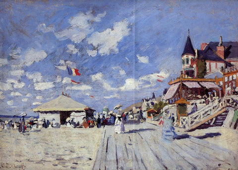  Claude Oscar Monet The Boardwalk on the Beach at Trouville - Hand Painted Oil Painting