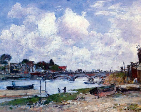  Eugene-Louis Boudin The Bridge over the Toques at Deauville - Hand Painted Oil Painting