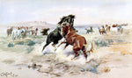  Charles Marion Russell The Challange, #2 - Hand Painted Oil Painting