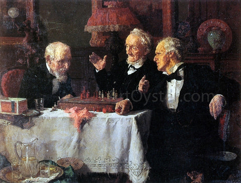  Louis C Moeller The Chess Game - Hand Painted Oil Painting