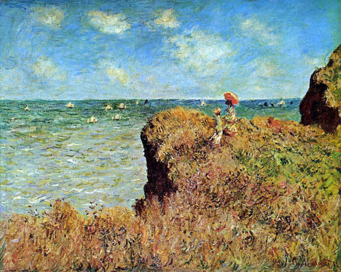  Claude Oscar Monet A Cliff Walk, Pourville - Hand Painted Oil Painting