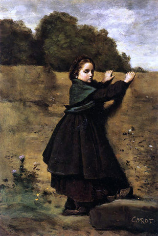  Jean-Baptiste-Camille Corot The Curious Little Girl - Hand Painted Oil Painting