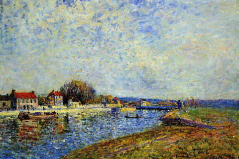  Alfred Sisley The Dam, Loing Canal at Saint-Mammes - Hand Painted Oil Painting