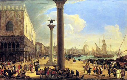  Luca Carlevaris The Dock Facing the Doge's Palace - Hand Painted Oil Painting