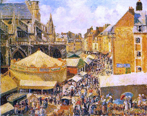  Camille Pissarro The Fair in Dieppe: Sunny Morning - Hand Painted Oil Painting
