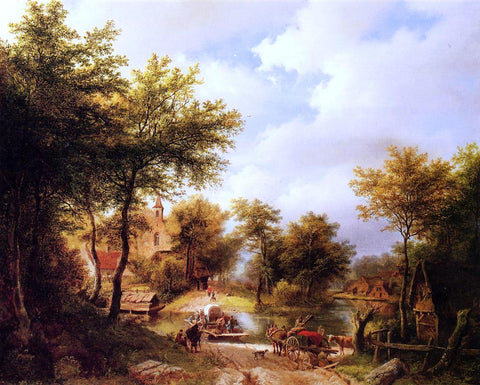  Barend Cornelis Koekkoek The Ferry Crossing - Hand Painted Oil Painting