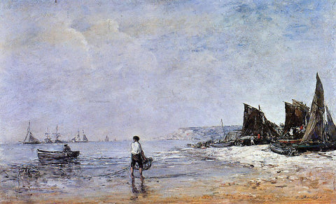  Eugene-Louis Boudin The Fisherman, Low Tide - Hand Painted Oil Painting
