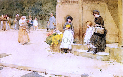  Frederick Childe Hassam The Flower Seller - Hand Painted Oil Painting