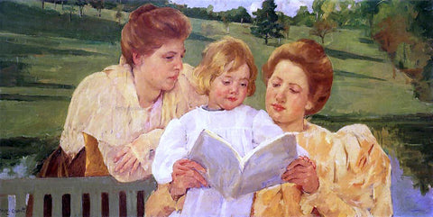  Mary Cassatt The Garden Reading - Hand Painted Oil Painting