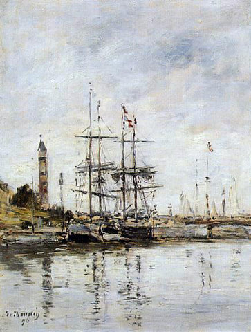  Eugene-Louis Boudin The Harbor at Deauville - Hand Painted Oil Painting