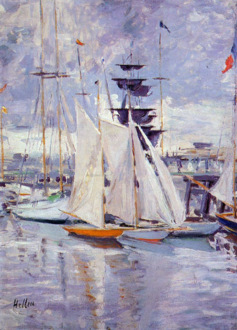  Paul Cesar Helleu The Harbor at Deauville - Hand Painted Oil Painting