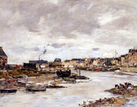  Eugene-Louis Boudin The Inner Port of Trouville at Low Tide - Hand Painted Oil Painting