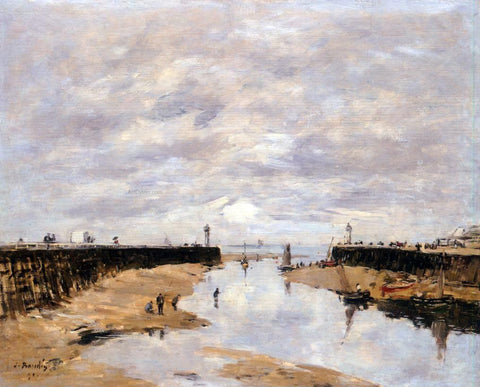  Eugene-Louis Boudin The Jetties, Low Tide, Trouville - Hand Painted Oil Painting
