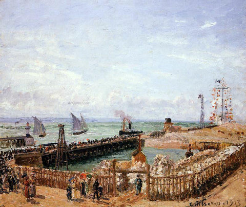  Camille Pissarro The Jetty, Le Havre - High Tide, Morning Sun - Hand Painted Oil Painting