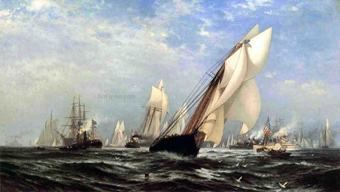  Edward Moran The "Madeleine's" Victory Over the "Countess of Dufferin", Third America's Cup Challenger, August 11, 1876 - Hand Painted Oil Painting