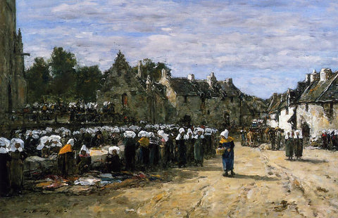  Eugene-Louis Boudin The Market at Landenneau - Hand Painted Oil Painting