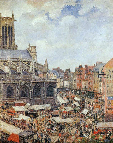  Camille Pissarro The Market by the Church of Saint-Jacques, Dieppe - Hand Painted Oil Painting