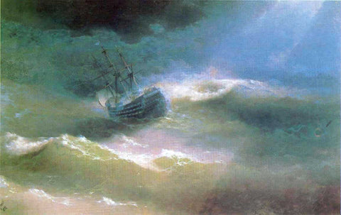  Ivan Constantinovich Aivazovsky The Mary Caught in a Storm - Hand Painted Oil Painting