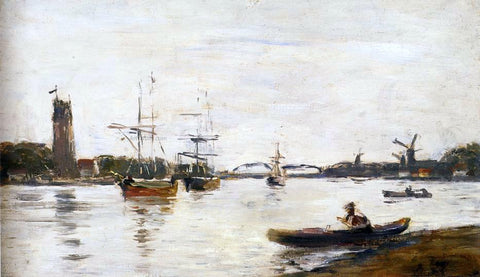  Eugene-Louis Boudin The Meuse at Dordrecht - Hand Painted Oil Painting