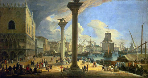  Luca Carlevaris The Molo, Looking Toward the Doge's Palace - Hand Painted Oil Painting