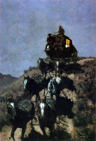  Frederic Remington The Old Stage Coach of the Plains - Hand Painted Oil Painting