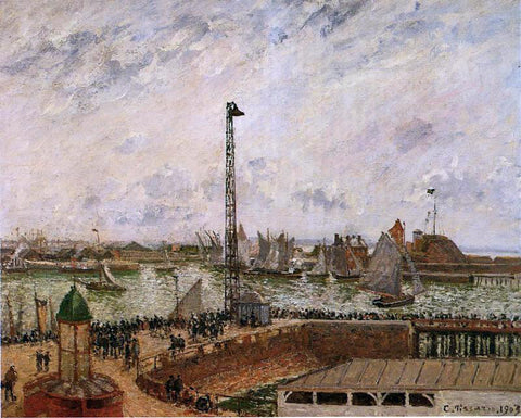  Camille Pissarro The Pilot's Jetty, Le Havre, Morning, Grey Weather, Misty - Hand Painted Oil Painting