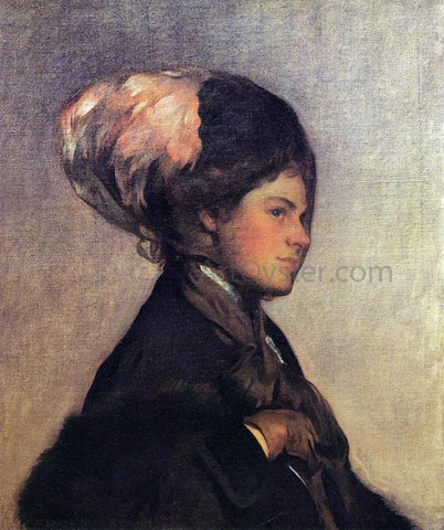  Joseph DeCamp The Pink Feather (also known as The Brown Veil) - Hand Painted Oil Painting
