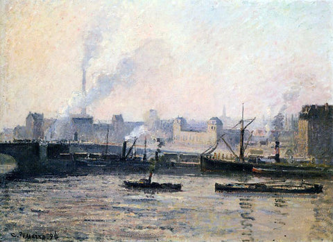  Camille Pissarro The Pont Boieldieu , Rouen: Fog - Hand Painted Oil Painting