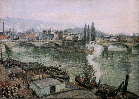  Camille Pissarro The Pont Corneille , Rouen: Grey Weather - Hand Painted Oil Painting