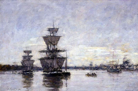  Eugene-Louis Boudin The Port of Bordeaux - Hand Painted Oil Painting