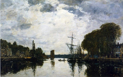  Eugene-Louis Boudin The Port of Landerneau - Finistere - Hand Painted Oil Painting