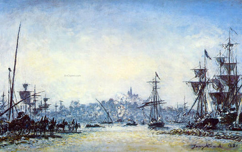  Johan Barthold Jongkind The Port of Marseille - Hand Painted Oil Painting