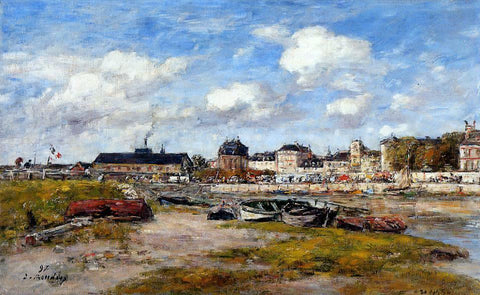  Eugene-Louis Boudin The Port of Trouville, Low Tide - Hand Painted Oil Painting