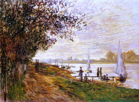  Claude Oscar Monet The Riverbank at Le Petit-Gennevilliers, Sunset - Hand Painted Oil Painting