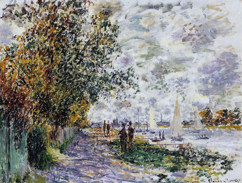  Claude Oscar Monet The Riverbank at Petit-Gennevilliers - Hand Painted Oil Painting