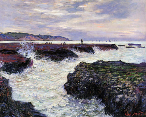  Claude Oscar Monet The Rocks at Pourville, Low Tide - Hand Painted Oil Painting