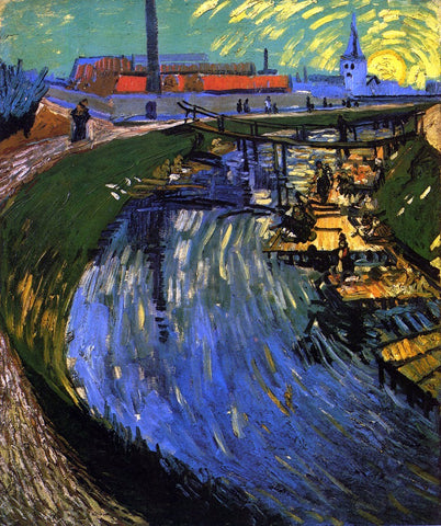  Vincent Van Gogh The Roubine du Roi Canal with Washerwomen - Hand Painted Oil Painting