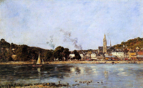  Eugene-Louis Boudin The Seine at Caudebec-en-Caux - Hand Painted Oil Painting