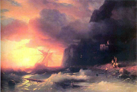  Ivan Constantinovich Aivazovsky The Shipwreck near Mountain of Aphon - Hand Painted Oil Painting
