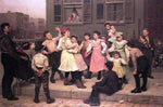  John George Brown The Sidewalk Dance (also known as A Sidewalk Dance) - Hand Painted Oil Painting