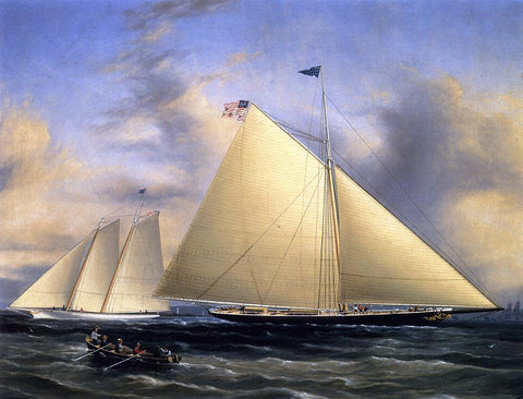  James E Buttersworth The Sloop 'Maria' Racing the Schooner Yacht 'America,' May 1851 - Hand Painted Oil Painting