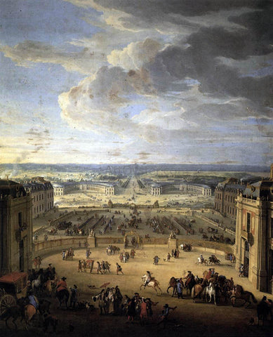  Jean-Baptiste Martin The Stables Viewed from the Chateau at Versailles - Hand Painted Oil Painting
