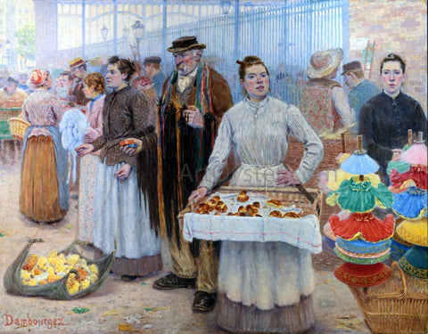  Edouard-Jean Dambourgez The Tinker Dealers of Les Halles - Hand Painted Oil Painting
