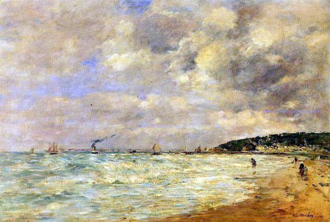  Eugene-Louis Boudin The Tourgeville Shores - Hand Painted Oil Painting