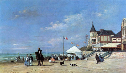  Eugene-Louis Boudin The Trouville Beach - Hand Painted Oil Painting