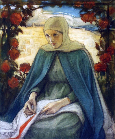 Albert Edelfelt The Virgin Mary in the Rose Garden - Hand Painted Oil Painting