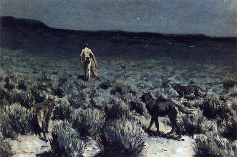  Frederic Remington The Wolves Sniffed Along on the Trail, but Came No Closer - Hand Painted Oil Painting