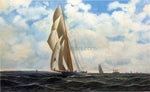  Antonio Jacobsen The Yacht Defender, on a Leeward Reach by Sandy Hook - Hand Painted Oil Painting